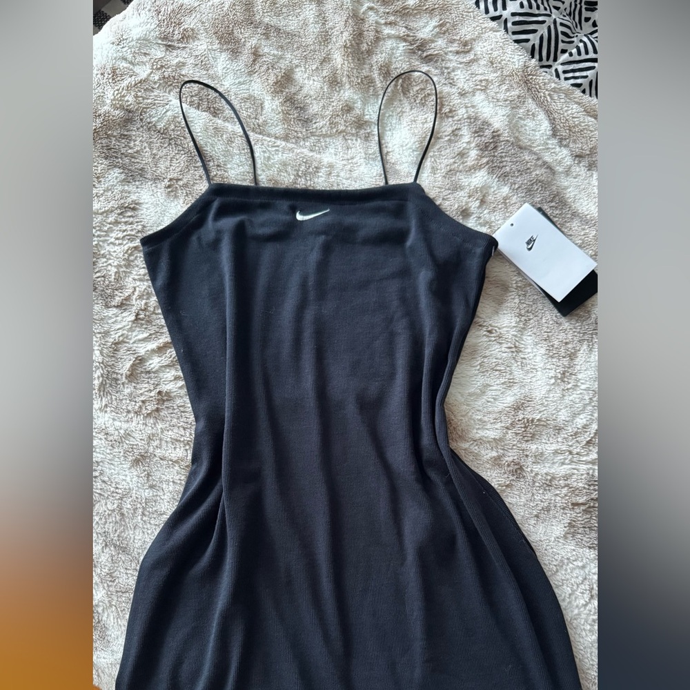 Nike Sportswear Chill Knit Women's Tight Mini-Rib Tank Dress in Black - Picture 9 of 15